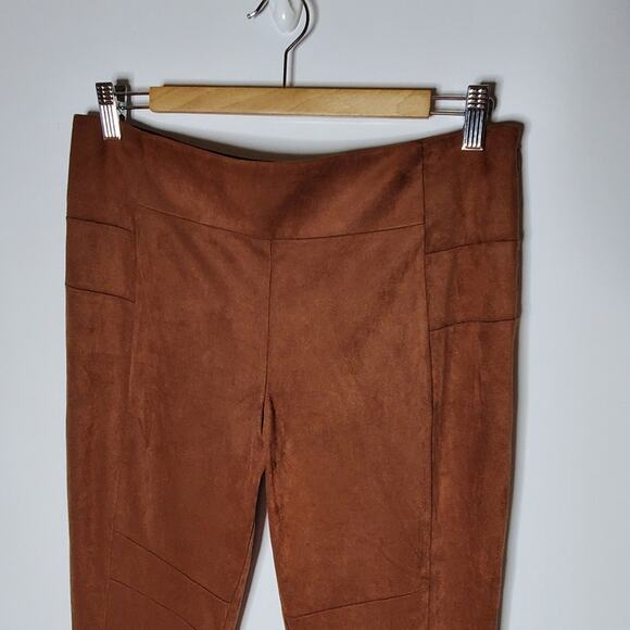 Sundance Catalog Pants Leggings  Faux Suede Ankle Zip Brown Size 10 - Picture 11 of 12